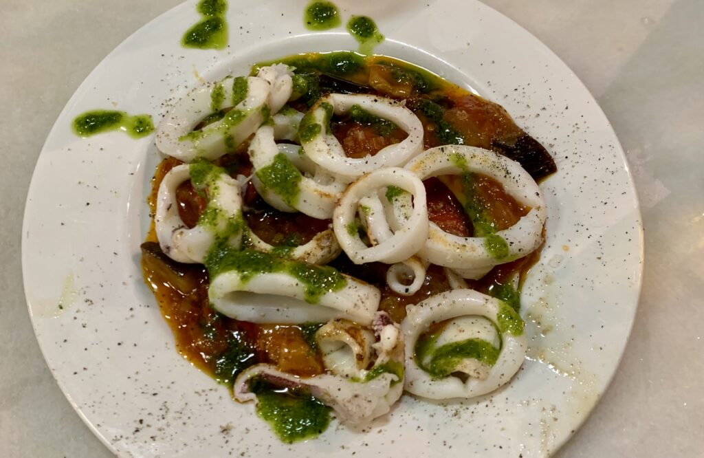 Calamares, calamari or squid rings tapas in Barcelona