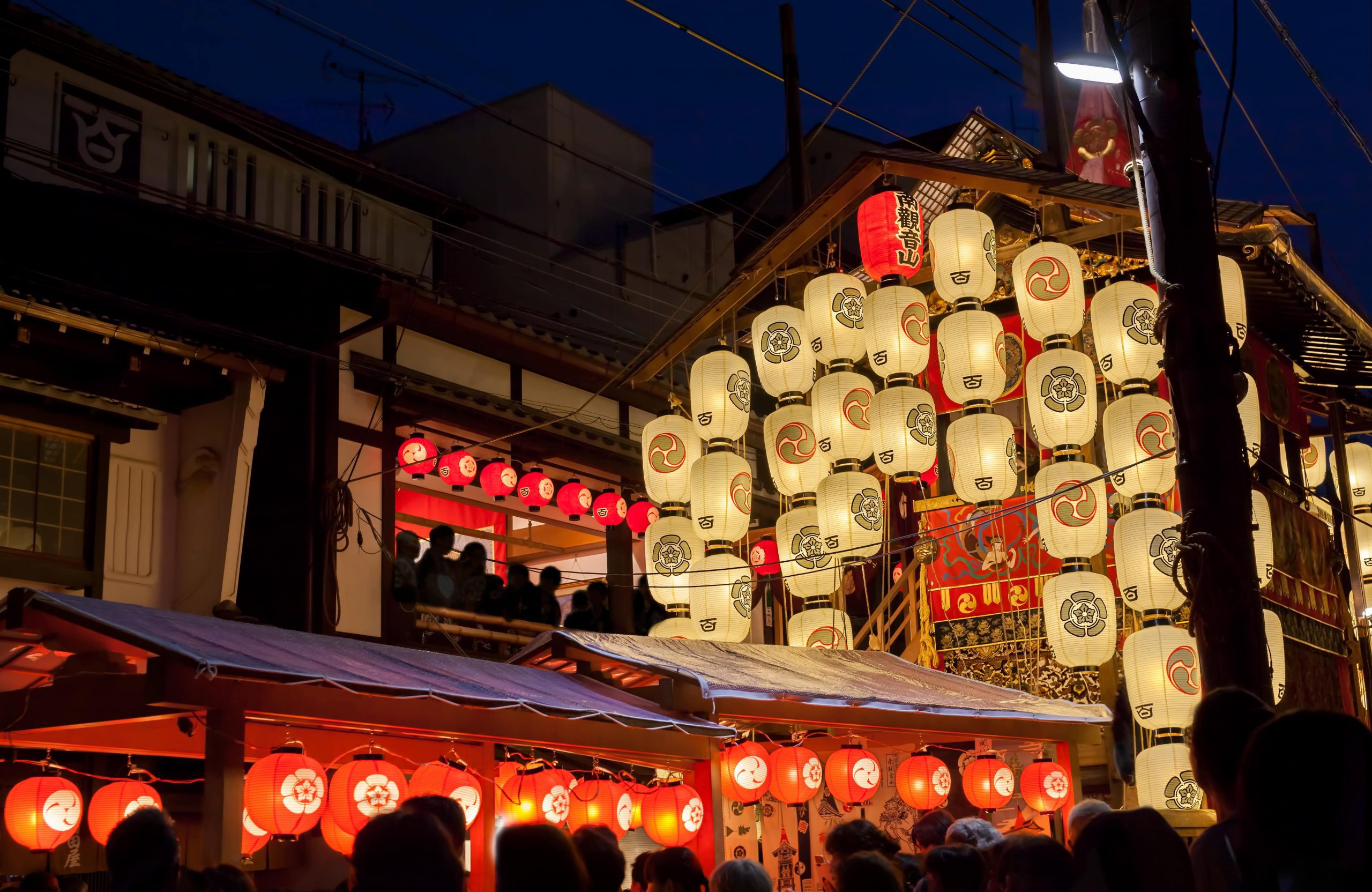 Yamahoko float with lanterns in Gion Festival.