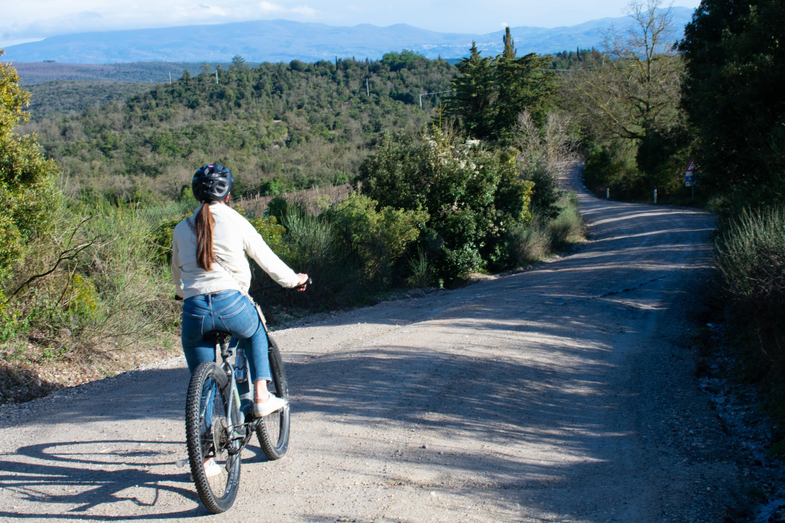 Biking through Tuscany countryside.