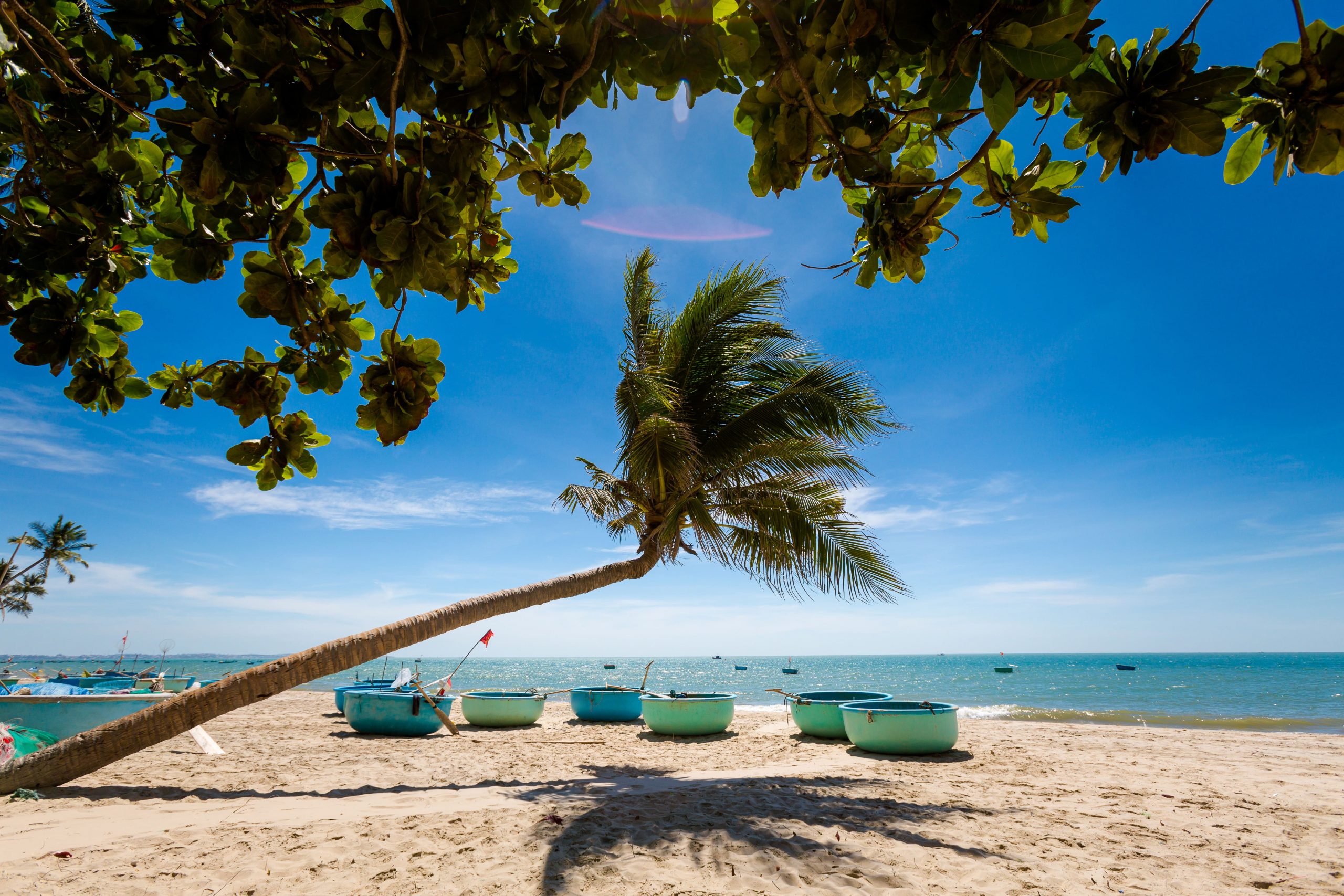 Vietnam corracles on the Mui Ne beach.