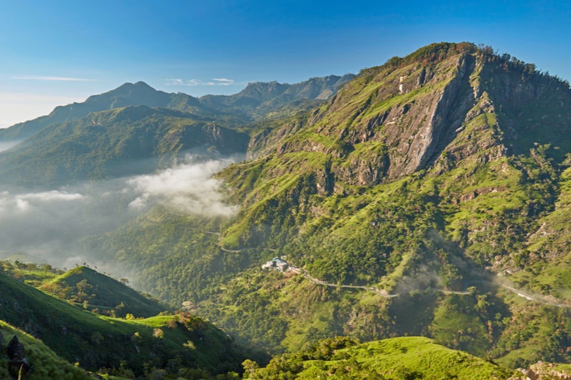 The mountain is located in the central highlands of Sri Lanka, overlooking the town of Nuwara Eliya.