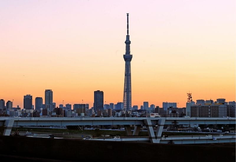 Tokyo Skytree at Sunset Skyline View.