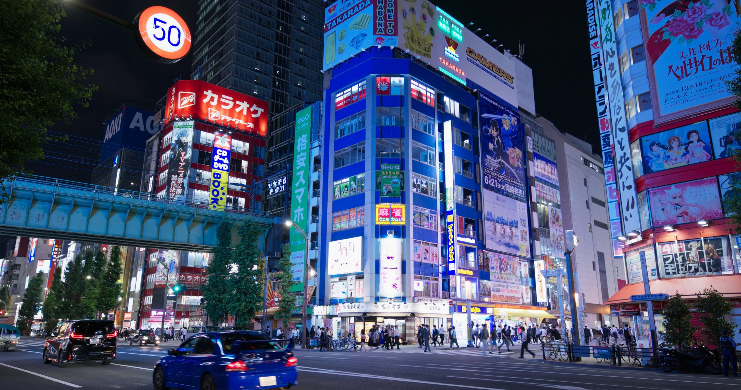 Akihabara in Tokyo city at night.