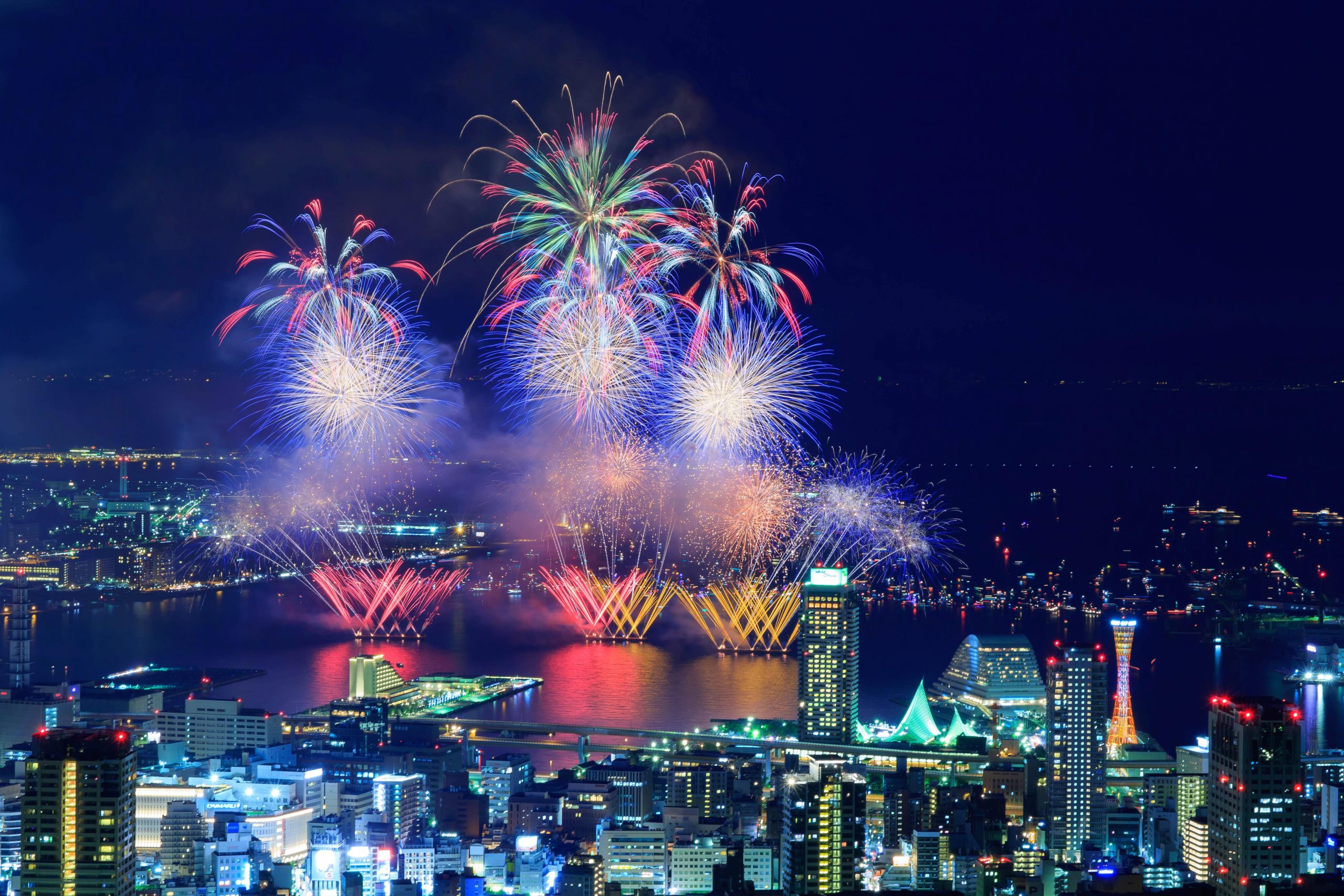 Beautiful fireworks at summer night in Japan.