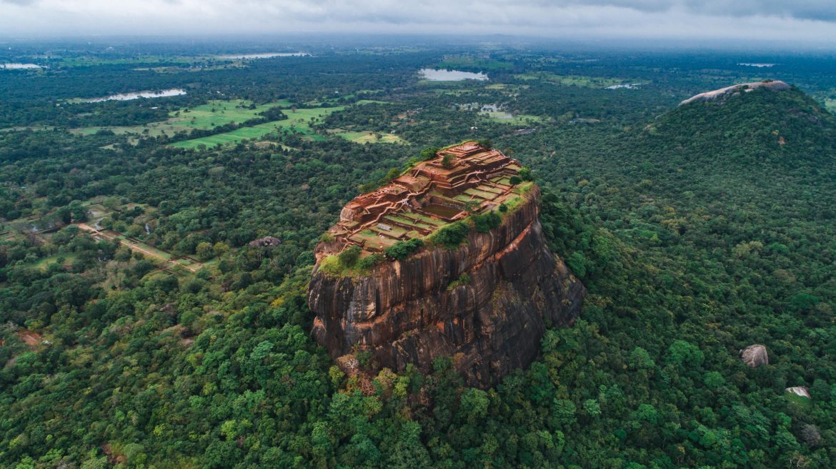 The historical Sigiriya lion rock fortress is sri lanka.