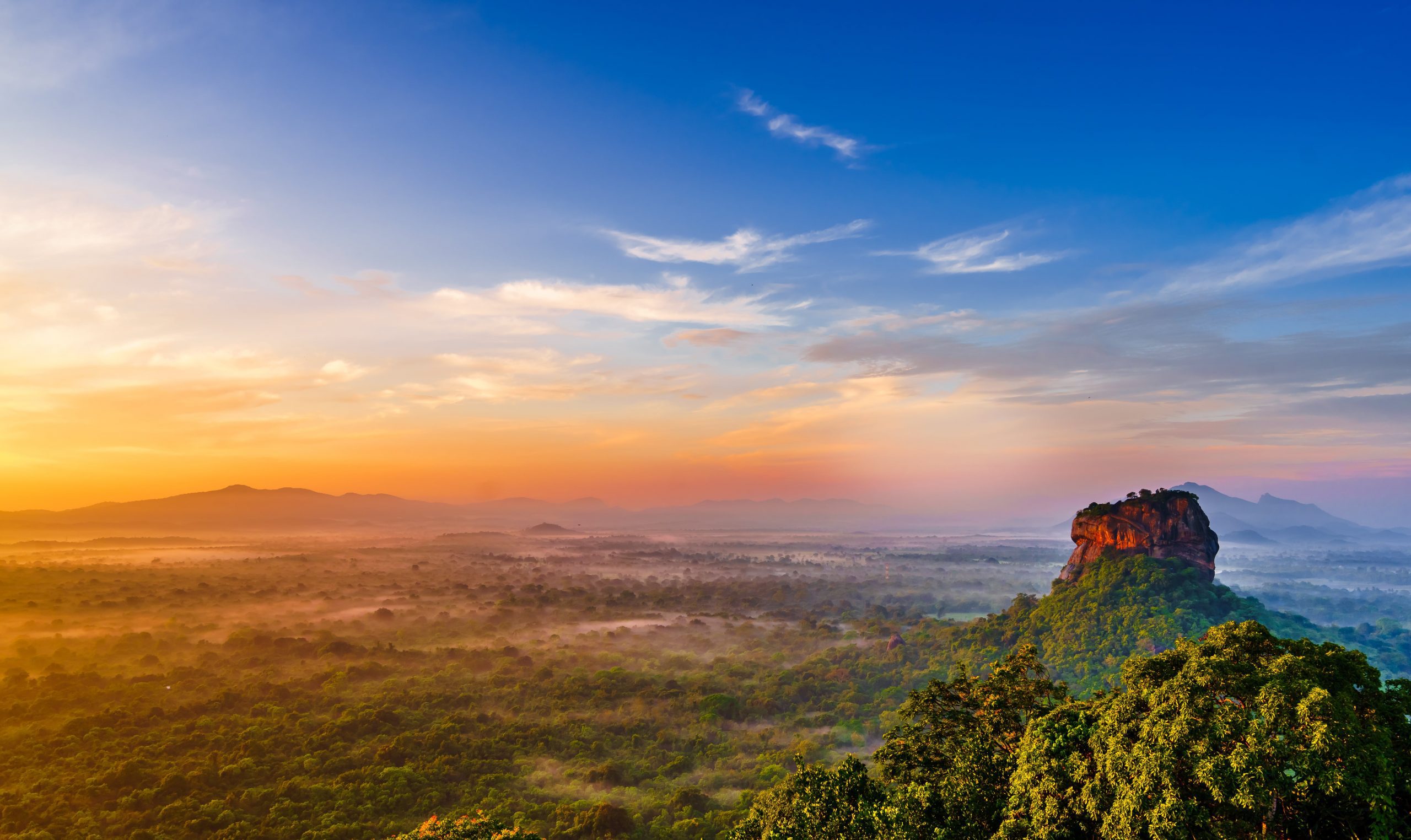 Sunrise view to Sigiriya rock - Lion Rock.