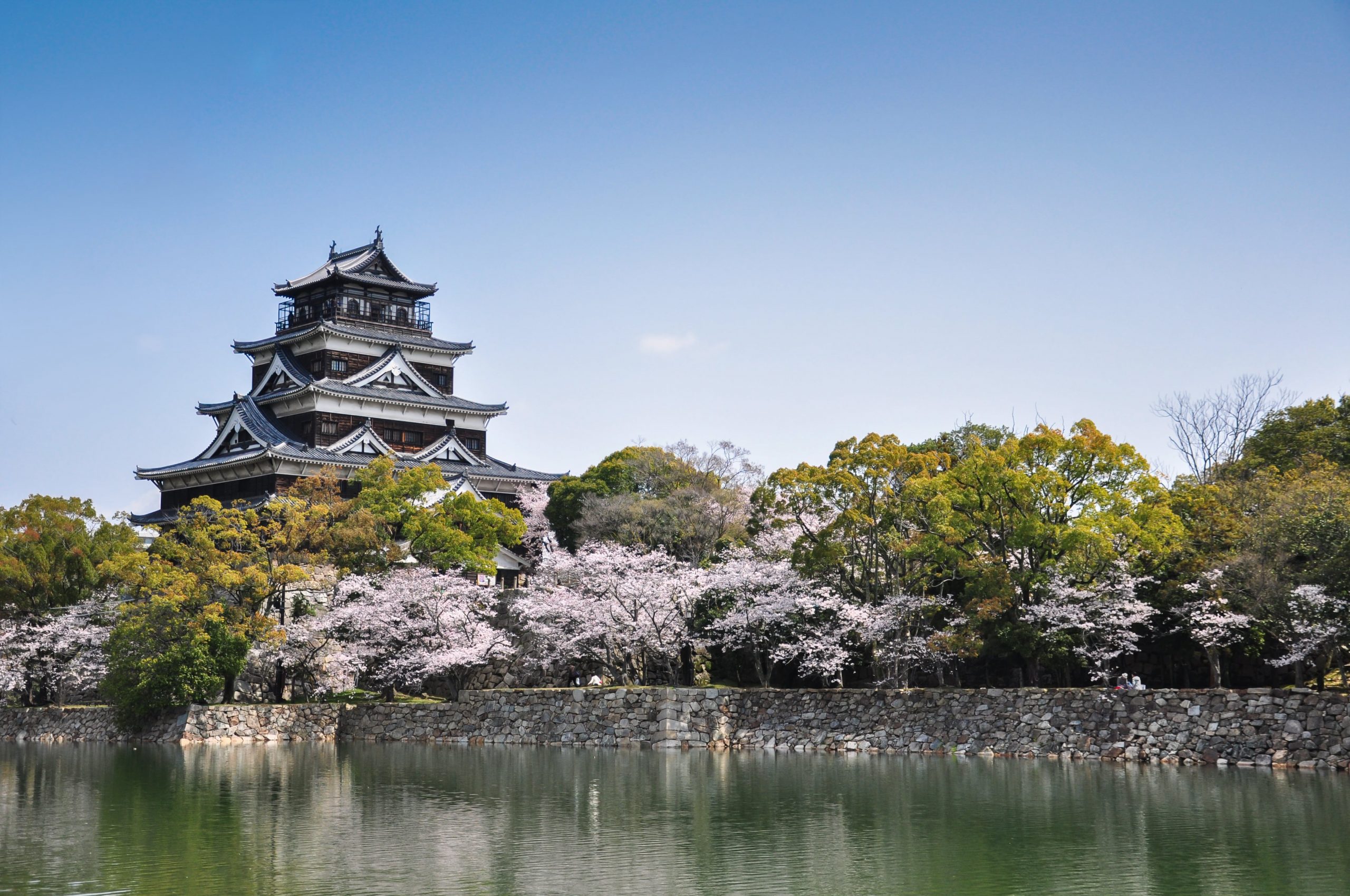 Hiroshima castle in spring.