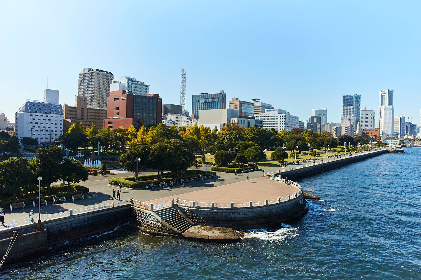 Yamashita Park is free to enter and is a popular spot for both locals and tourists.