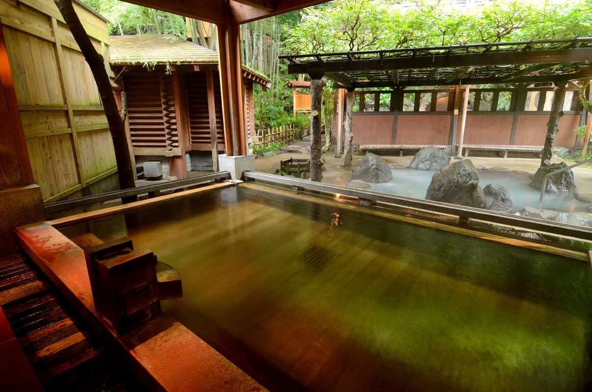 The water is from a natural hot spring and is said to have therapeutic properties.