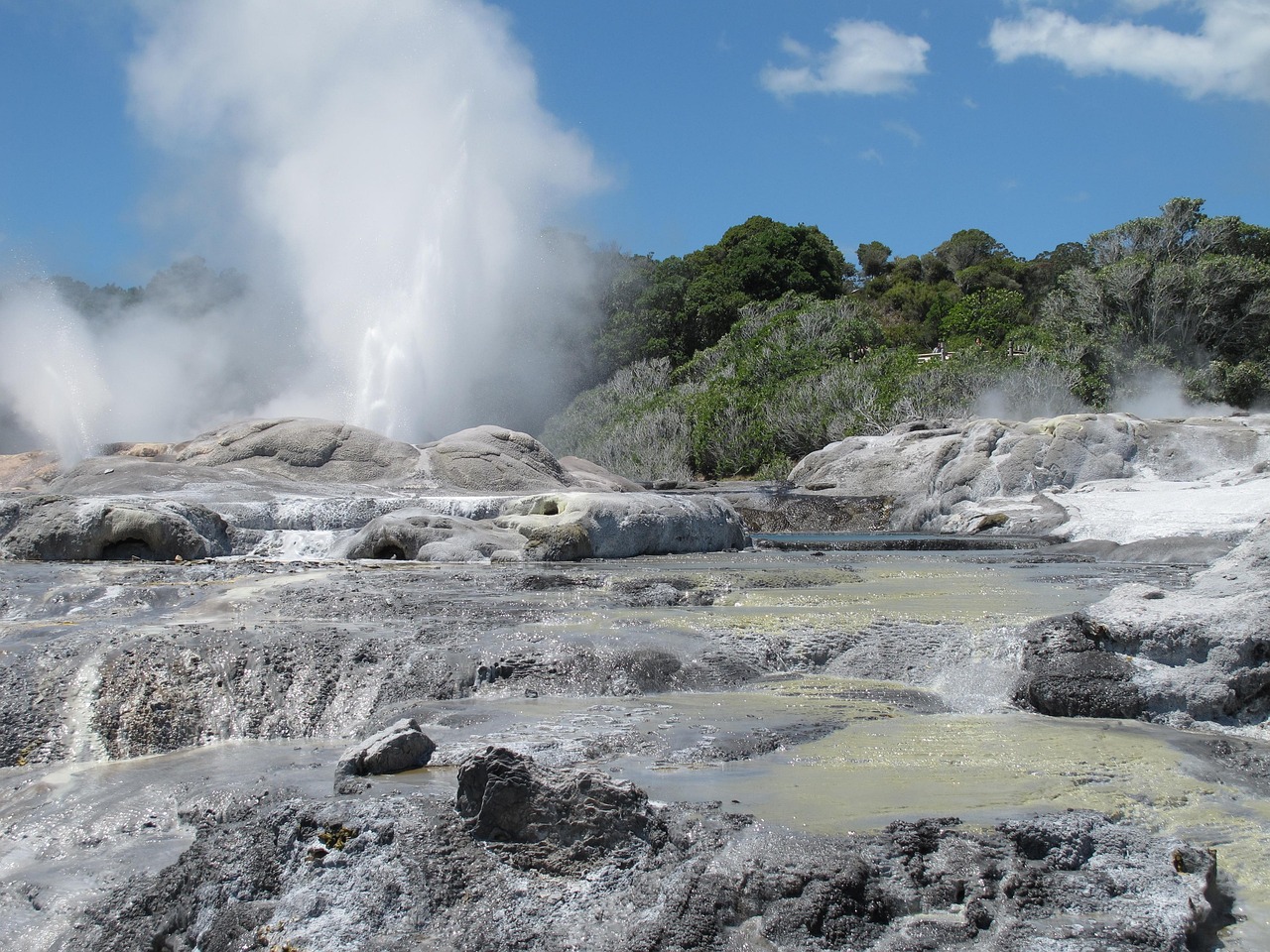 Rotorua’s colourful geothermal pools promise warmth and wonder in late spring.
