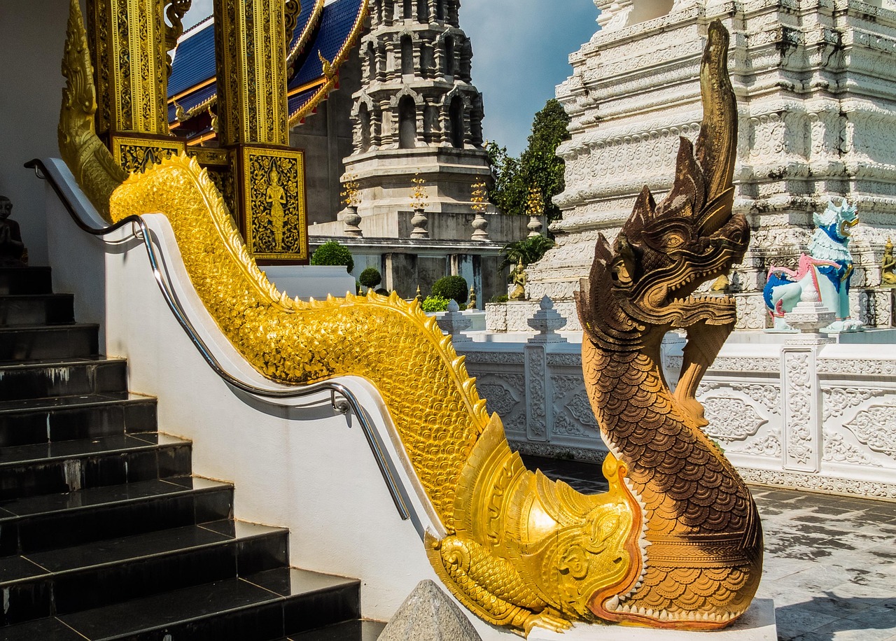 The iconic Nāga serpent staircase: 309 steps rising toward Doi Suthep’s sacred summit.
