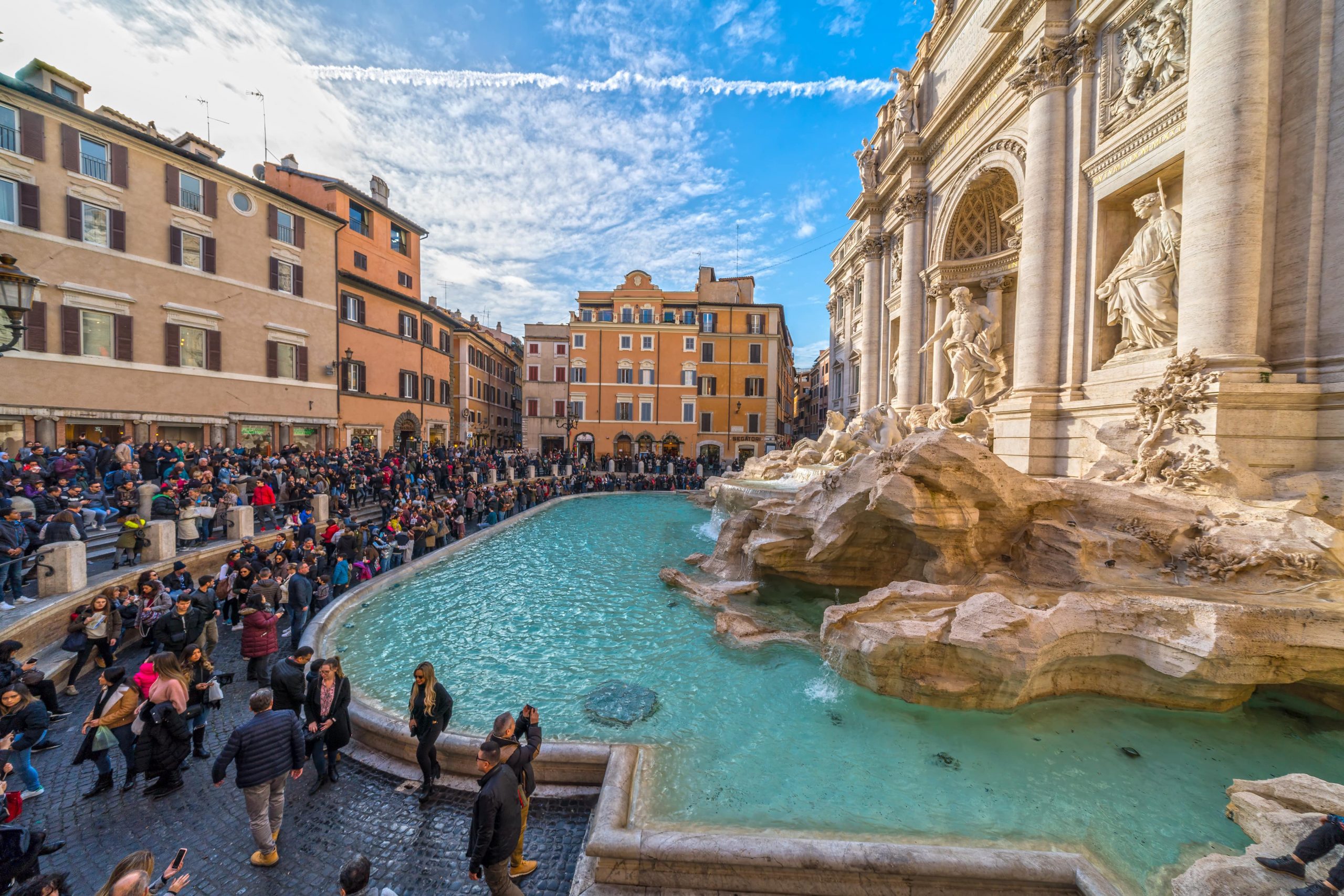 The Trevi Fountain is one of the top tourist attractions in Rome.