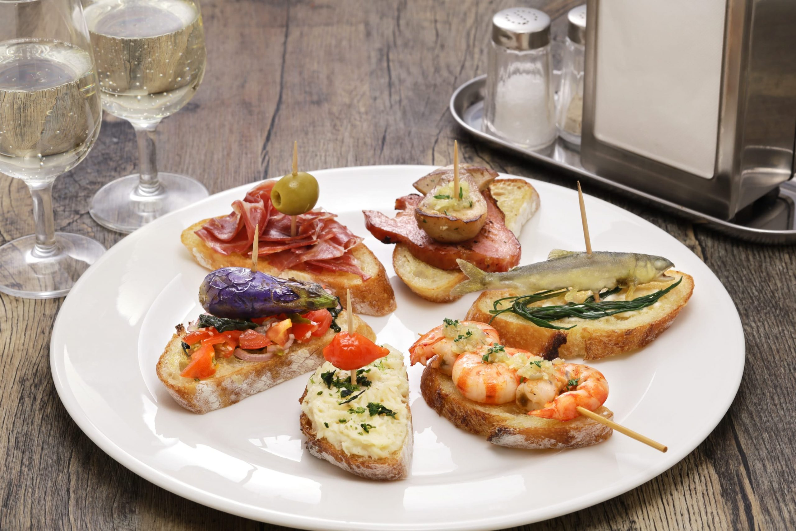 Cicchetti (pronounced chi-KET-tee) are traditional small snacks or side dishes from Venice.