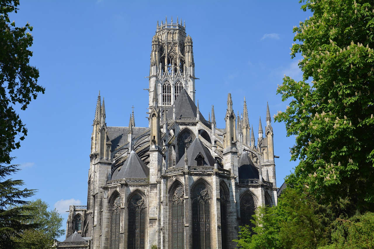 As the sun sets, Rouen Cathedral is transformed by spectacular light shows that celebrate its artistry.