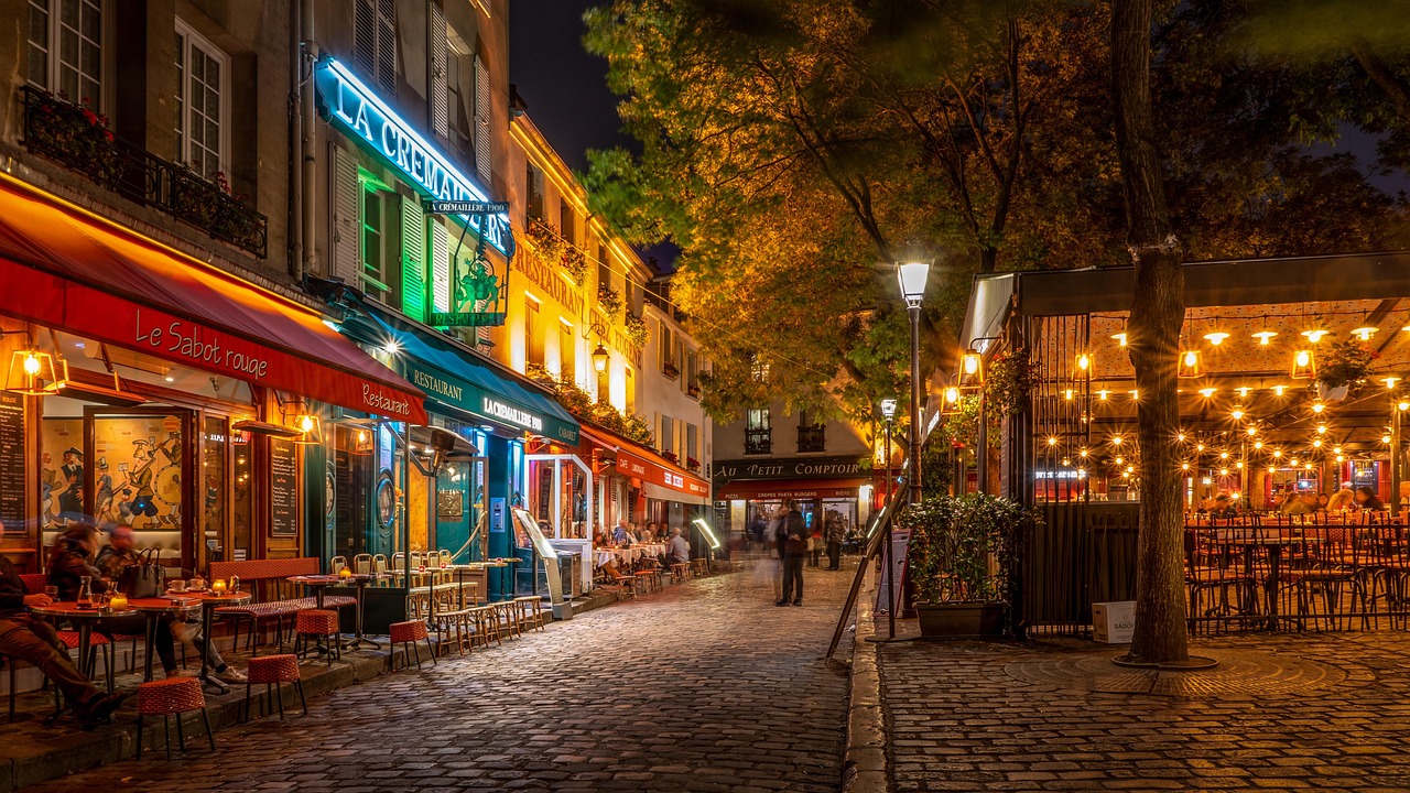 Food in Paris bistros markets and romantic classics in a Paris street scene