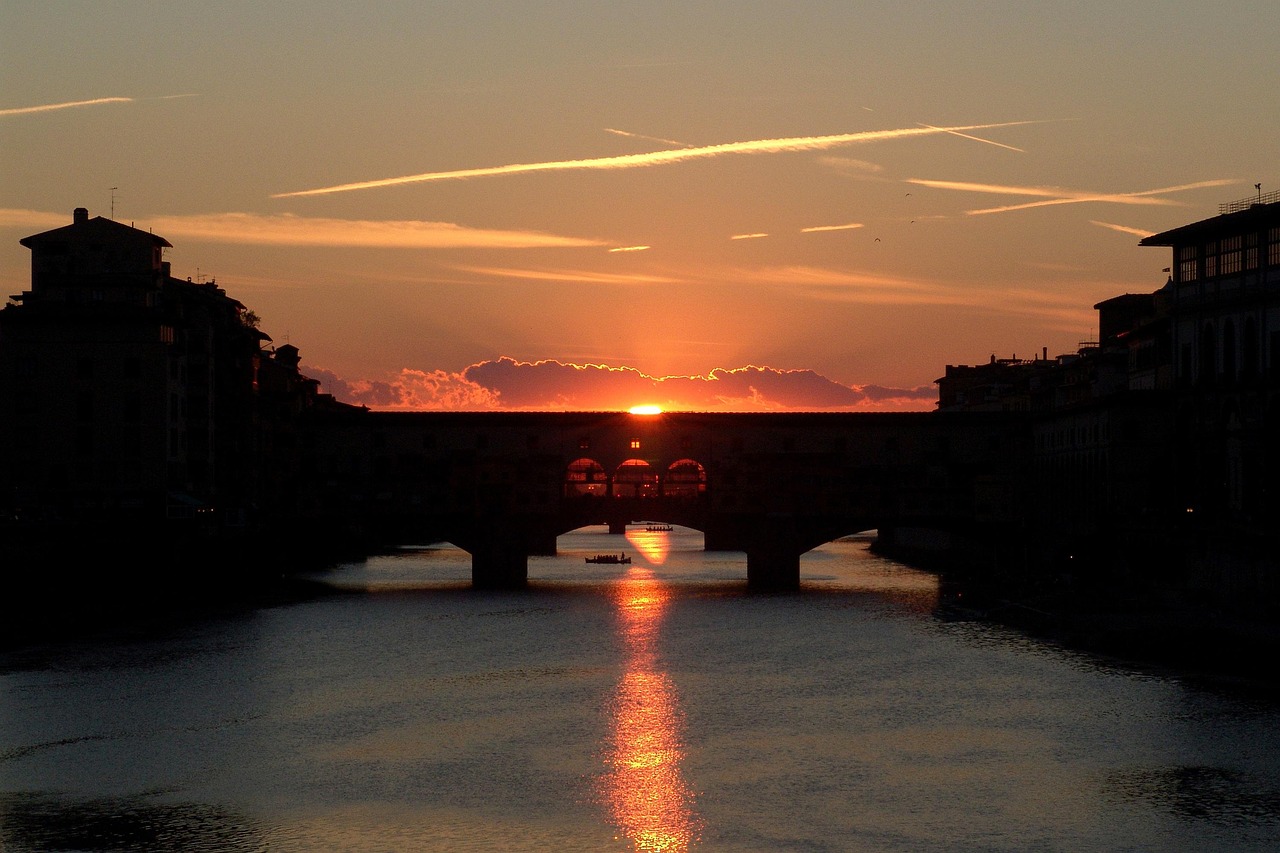 Across the Arno River Ponte Vecchio to Oltrarno Craft at golden hour
