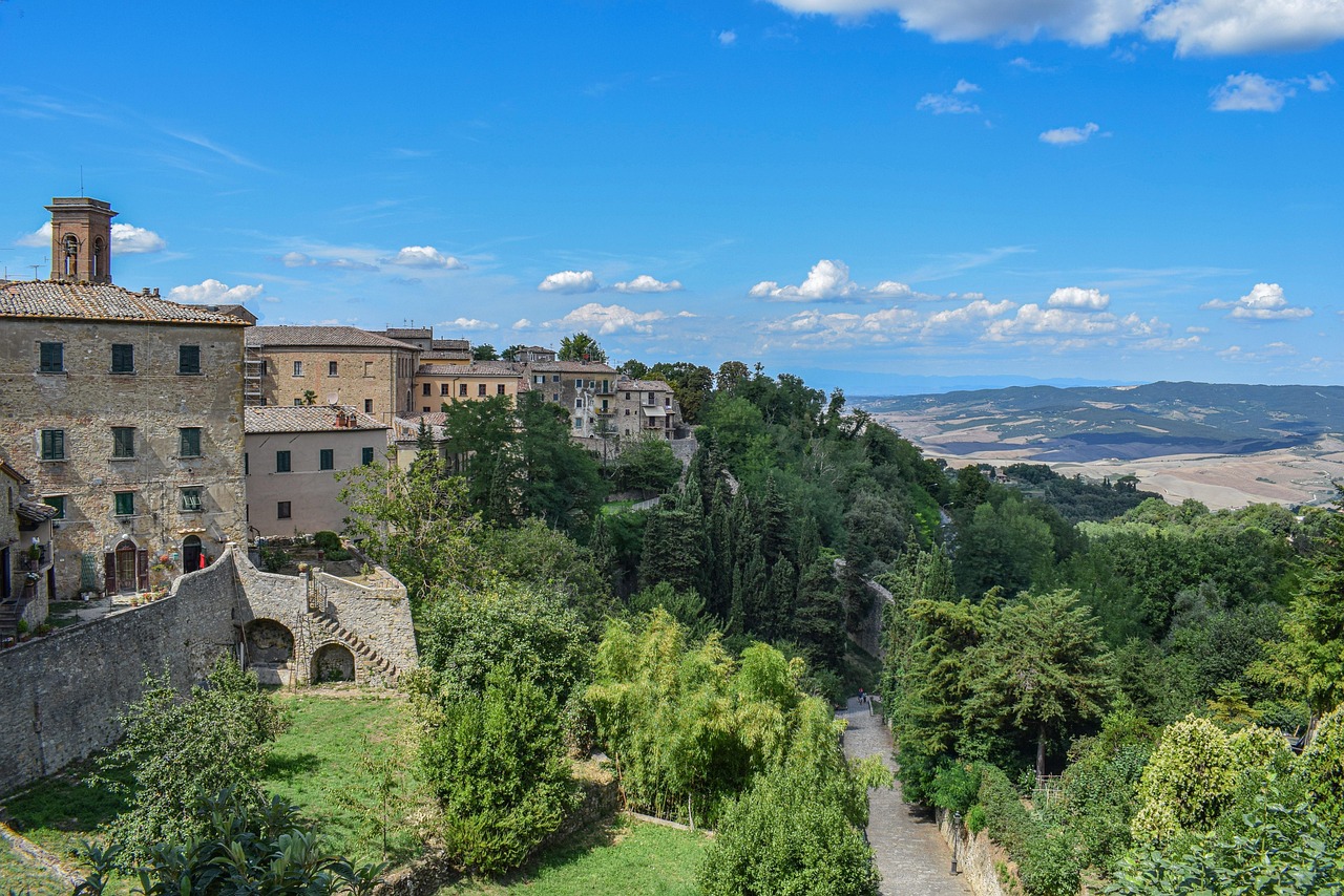 Medieval Volterra at Piazza dei Priori with Palazzo dei Priori and the Duomo nearby
