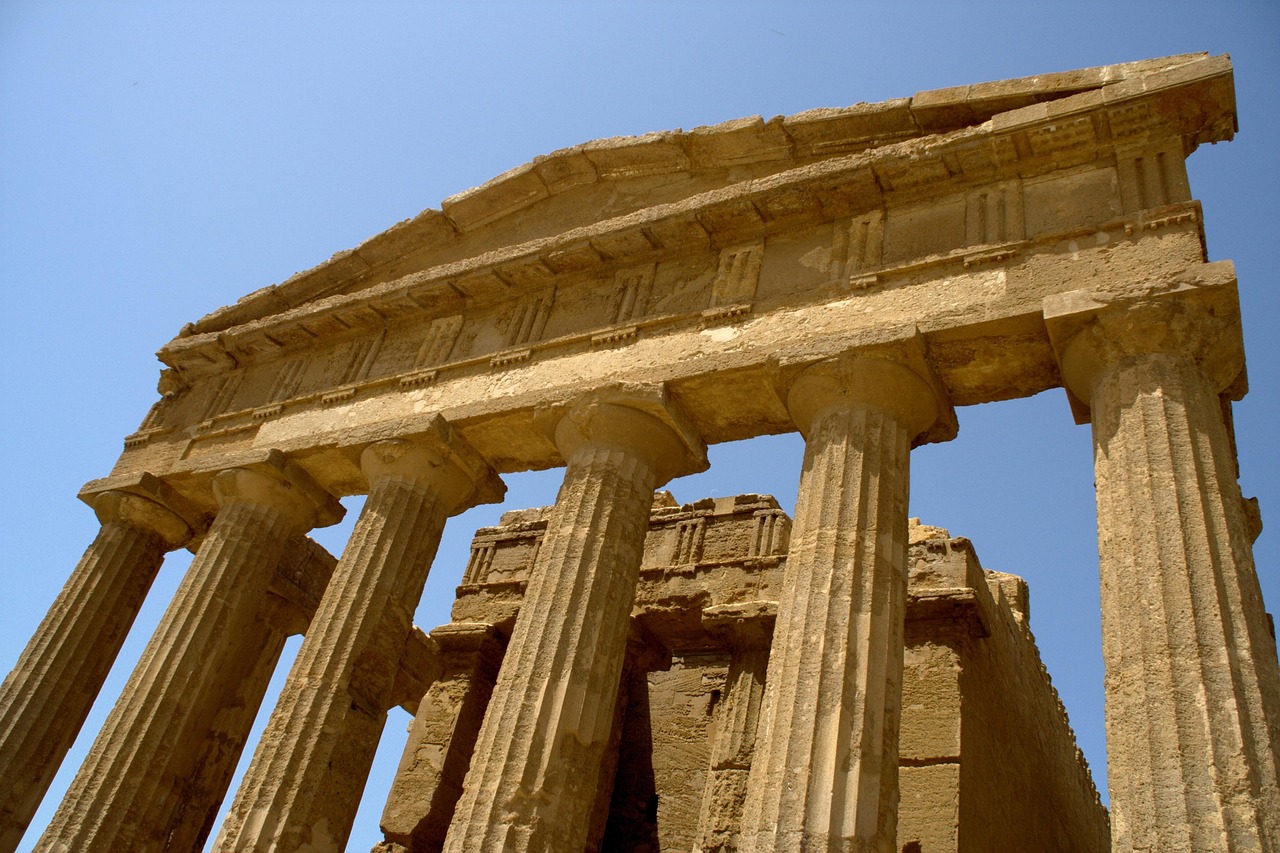 Zeus, the Dioscuri and the Valley After Dark, dramatic lighting on ruins in Agrigento