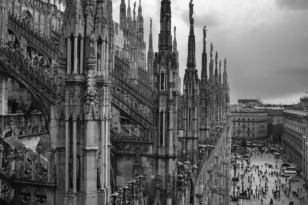 Duomo di Milano rooftop terraces at golden hour