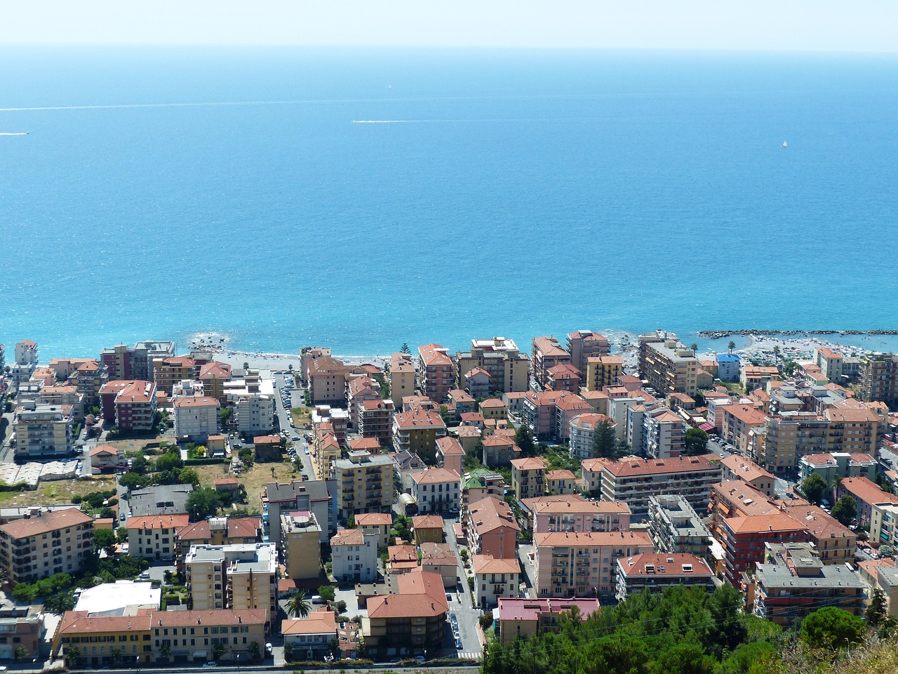 Ventimiglia Alta and the Old Town with sea views above the Riviera