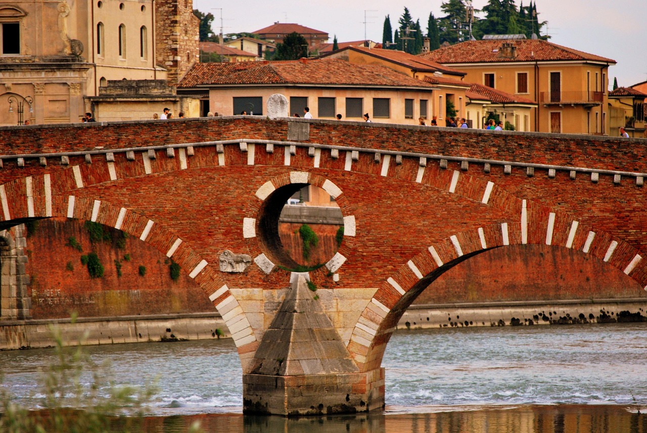 Along the Adige River Ponte Pietra and Castelvecchio walk in Verona