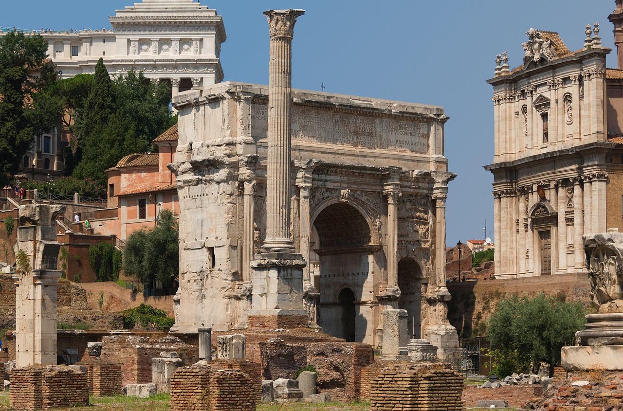 A walking route through the Forum temples arches and basilicas Forum walking route Rome Italy Via Sacra temples arches