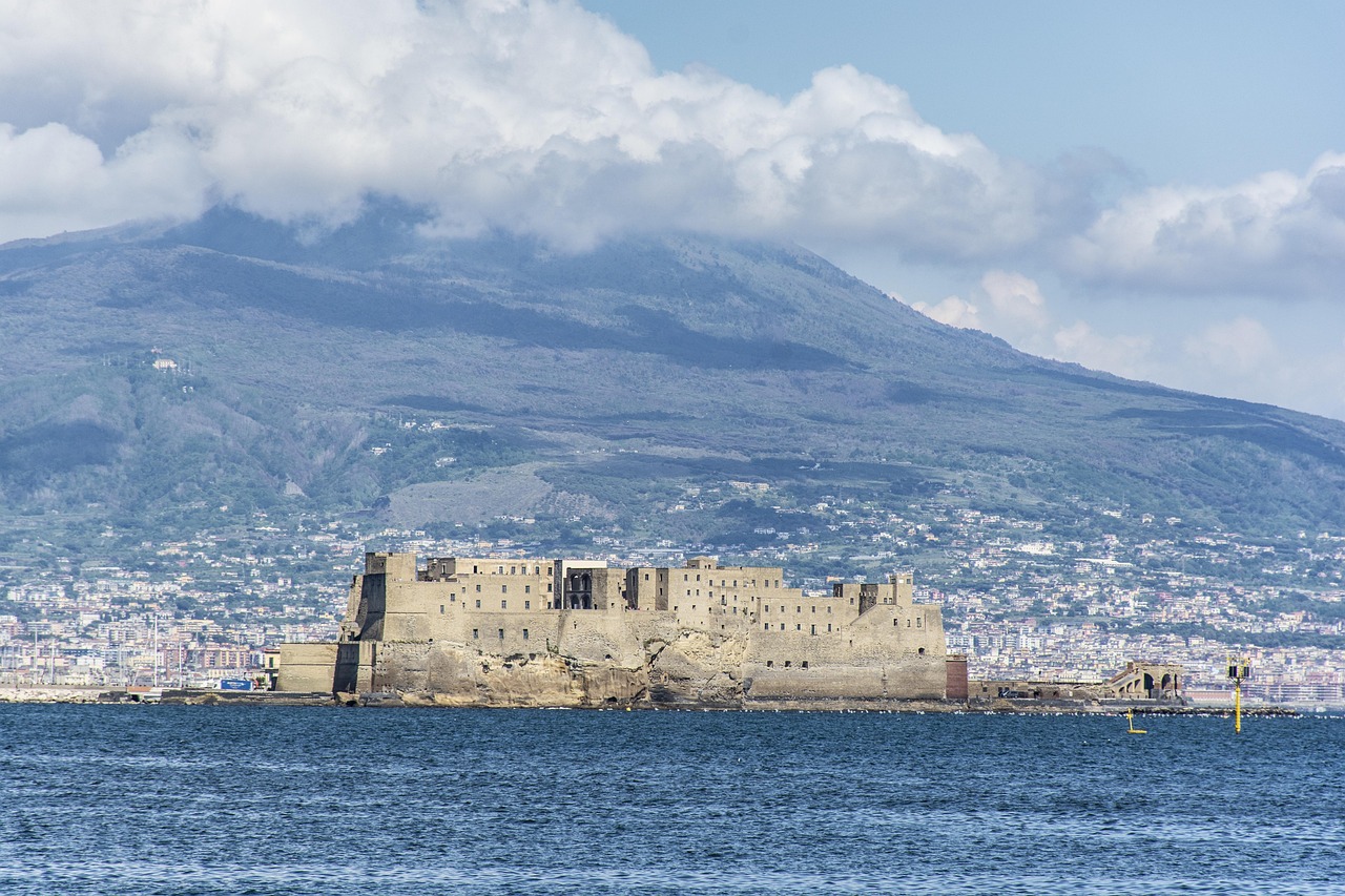 Castel dell Ovo and views of the bay – Naples’ oldest seaside fortress at golden hour