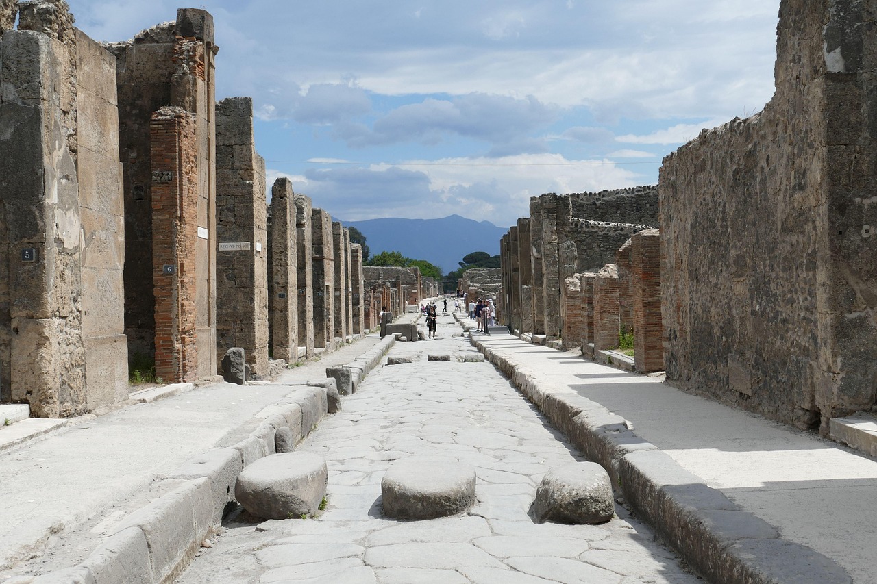 Pompeii day trip and the Naples to Sorrento link with ancient streets and Mount Vesuvius