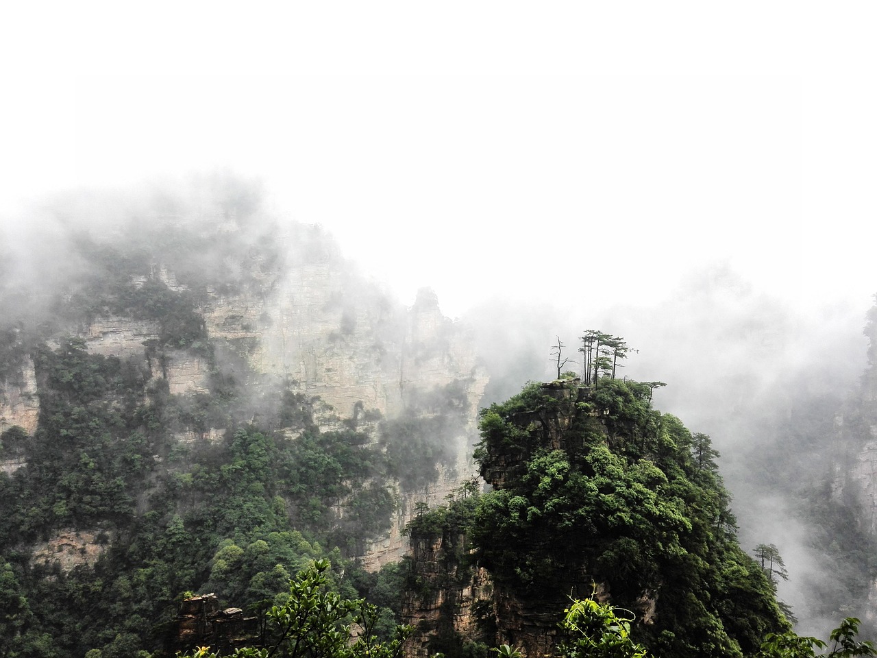 Zhangjiajie National Forest Park Sandstone Peaks rising above lush valleys