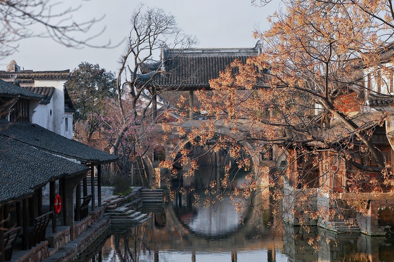 Water Town Elegance in Wuzhen and Zhujiajiao with lantern-lit canals