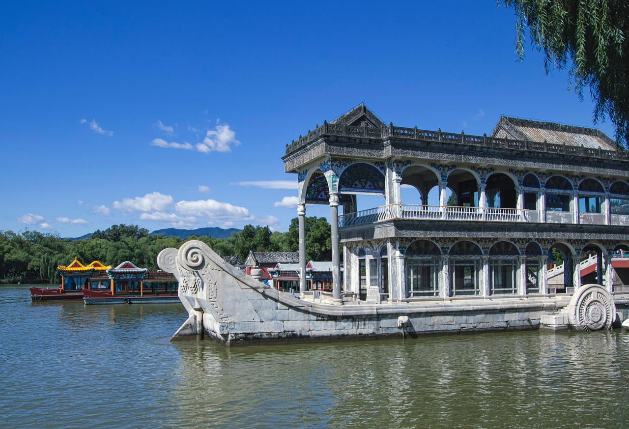 Kunming Lake by Boat and the Marble Boat Icon with serene crossings at the Summer Palace