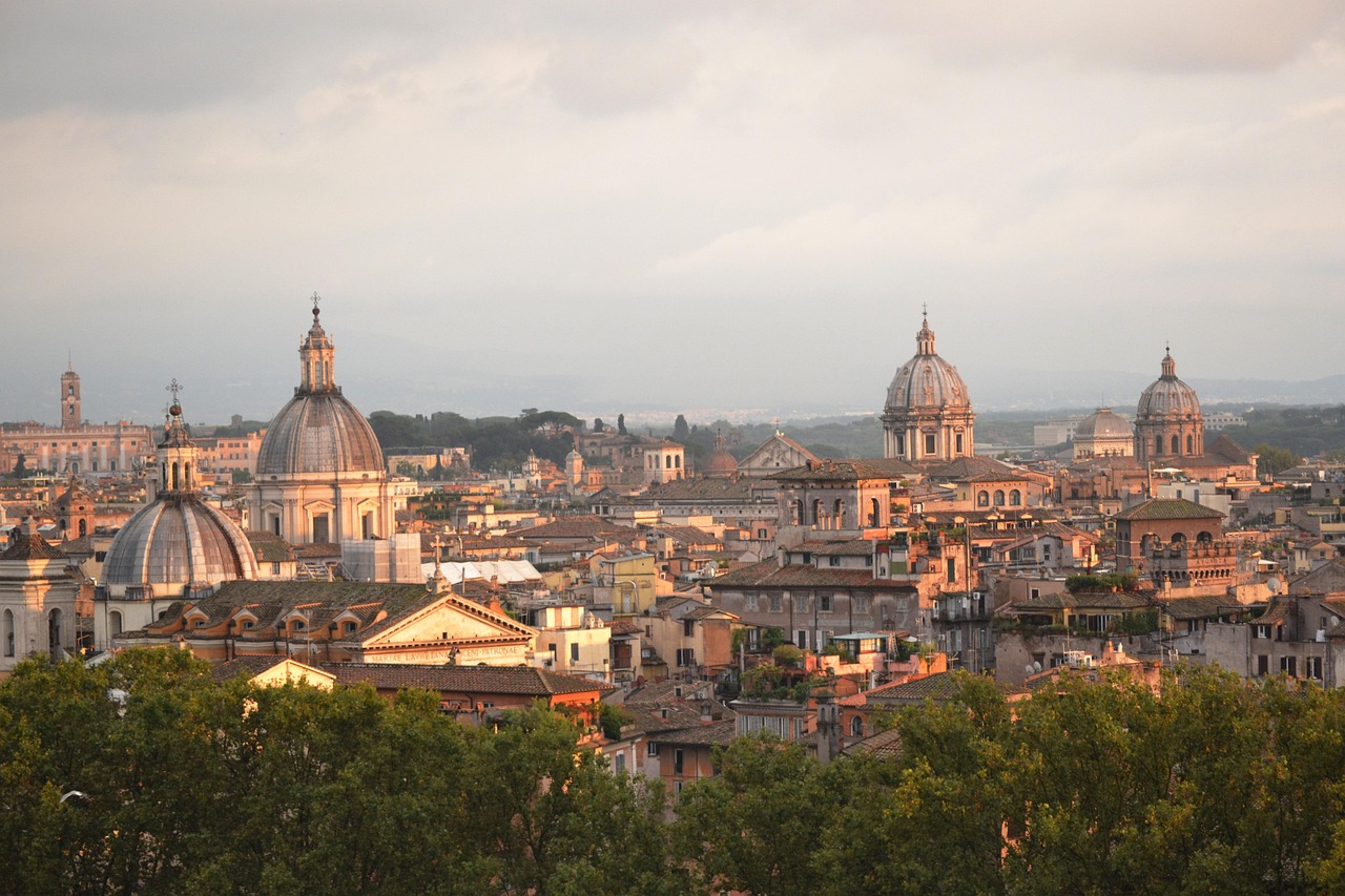 Luxury travel guide cover image with classic architecture in Rome
