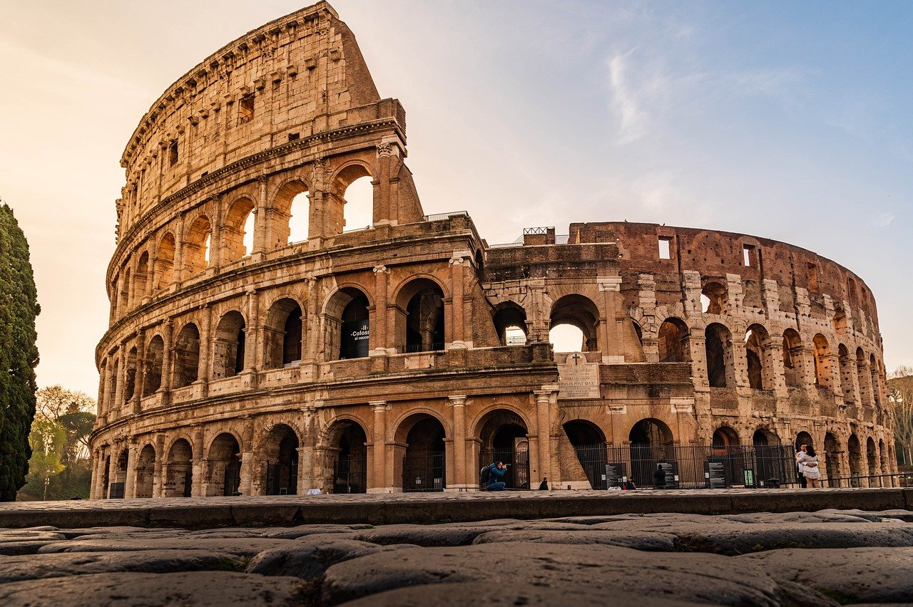 Rome the Capital of Italy and the Heart of Historic Italy with Colosseum light
