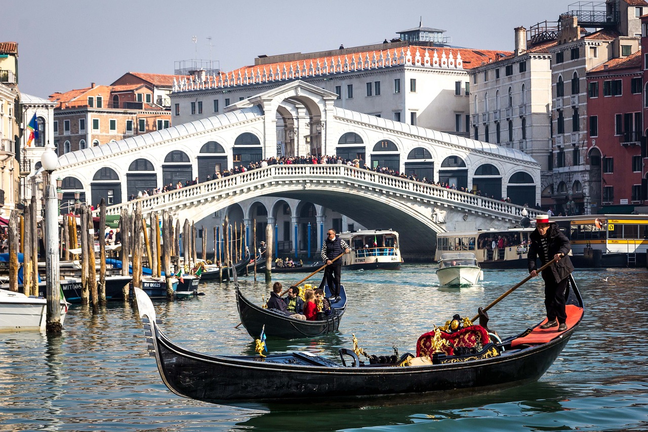 Venice and Cinque Terre Romance, Canals and Coastal Charms with a gondola at dusk