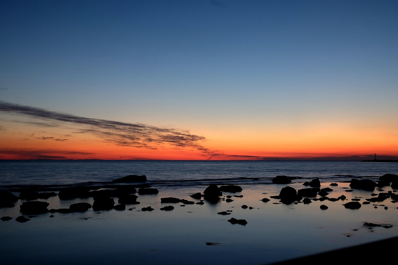 Terrazza Mascagni and the seafront promenade at sunrise in Livorno