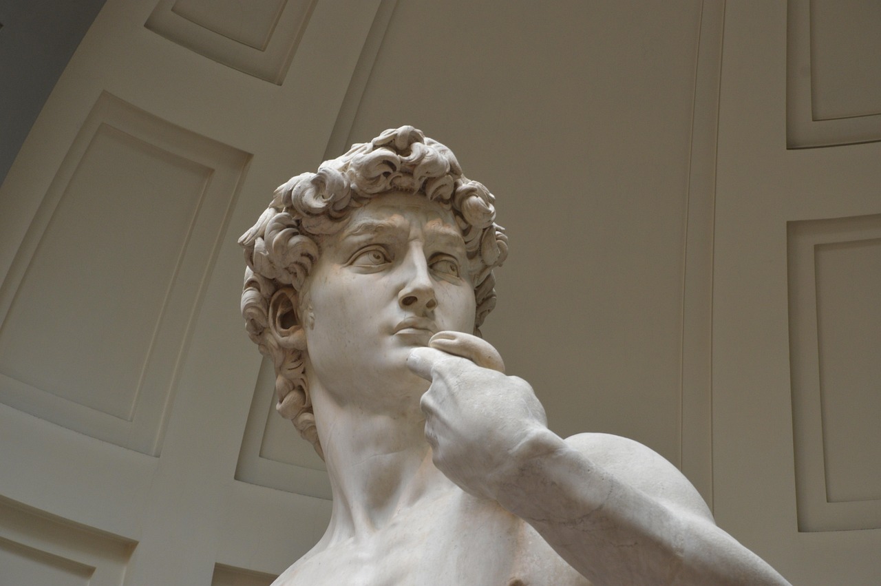 Michelangelo and Michelangelo’s David Face to Face at the Accademia in Florence