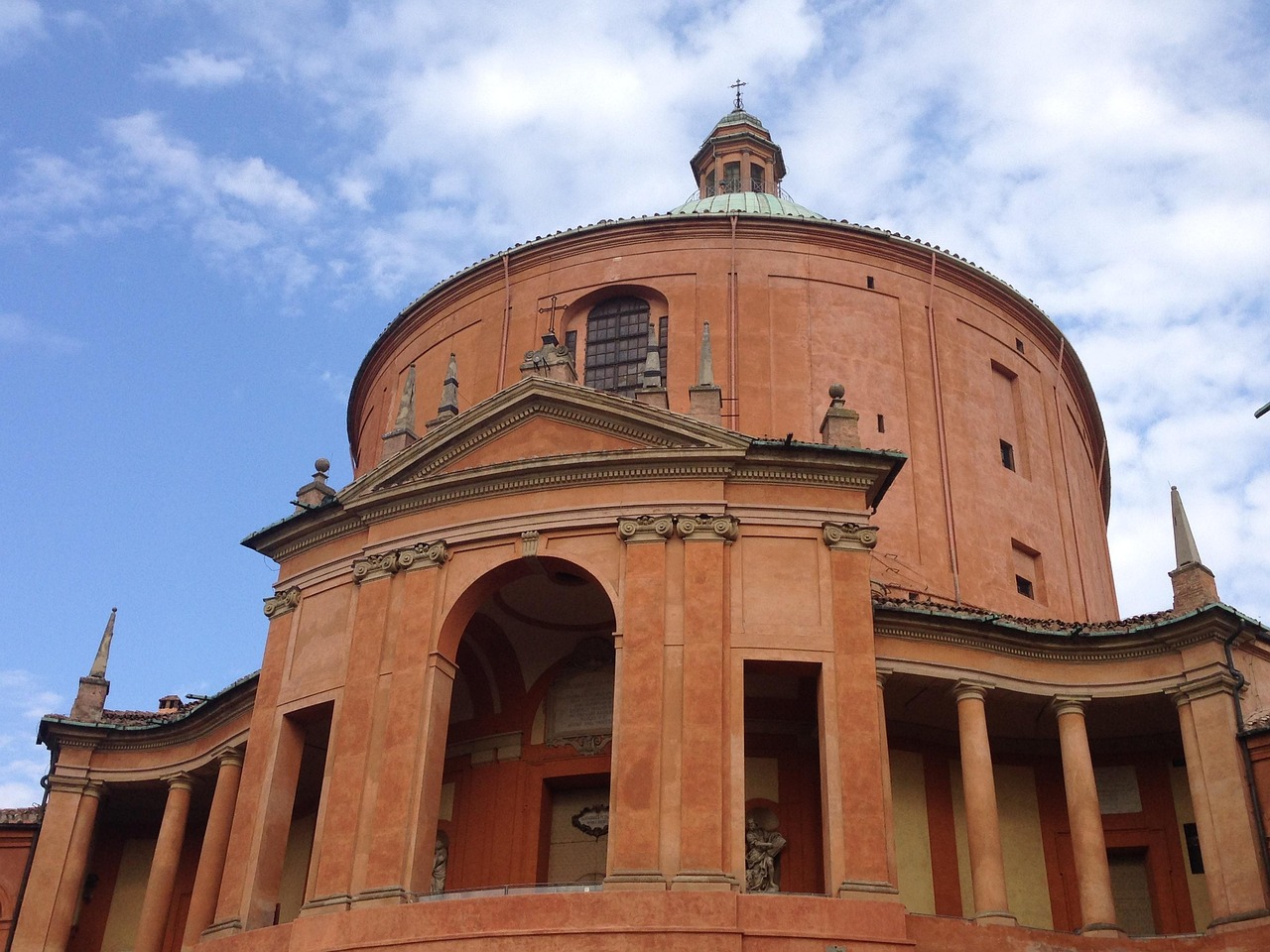 Two Towers Dawn Light and the Porticoes of Bologna with Torre views over terracotta