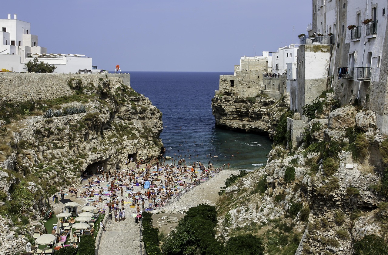 Puglia Beach Towns and Whitewashed Towns on the Adriatic with sunlit coastal texture