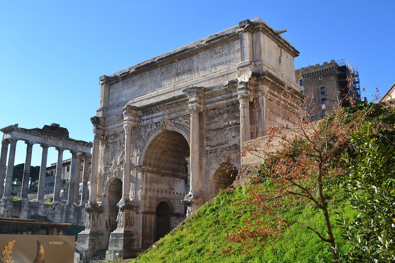 Ancient Rome Attraction Icons Colosseum Roman Forum and Palatine Hill
