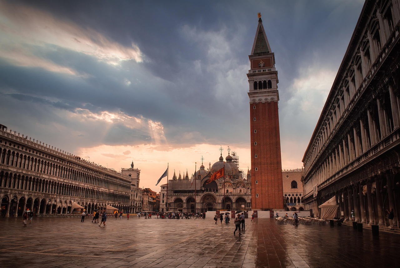Piazza San Marco and the Basilica in golden light at St Mark’s