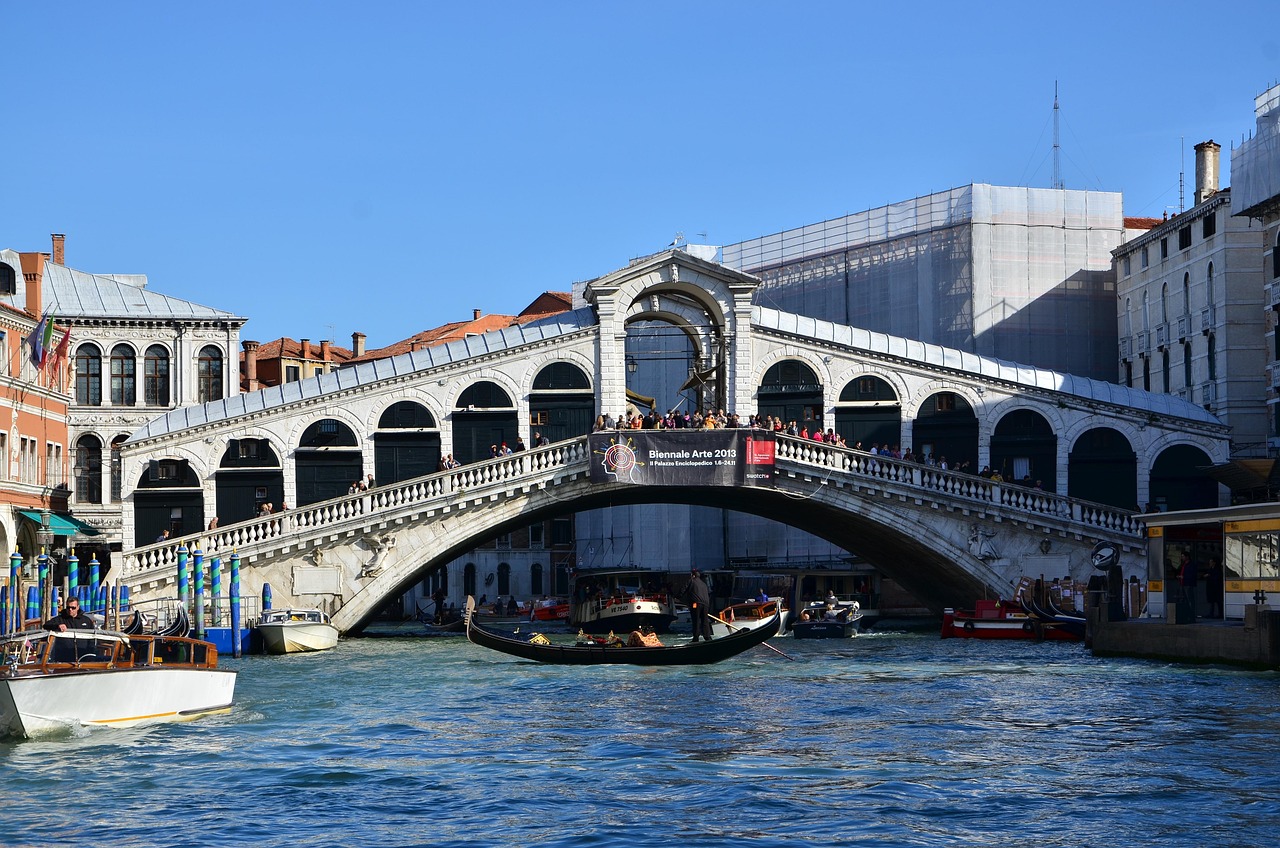 Rialto Market on the Grand Canal near the Rialto Bridge for a classic Venice morning