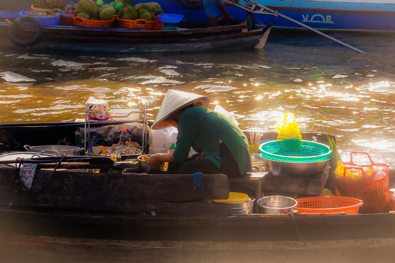 Floating Markets and Canal Life in the Mekong Delta on a sunrise boat tour