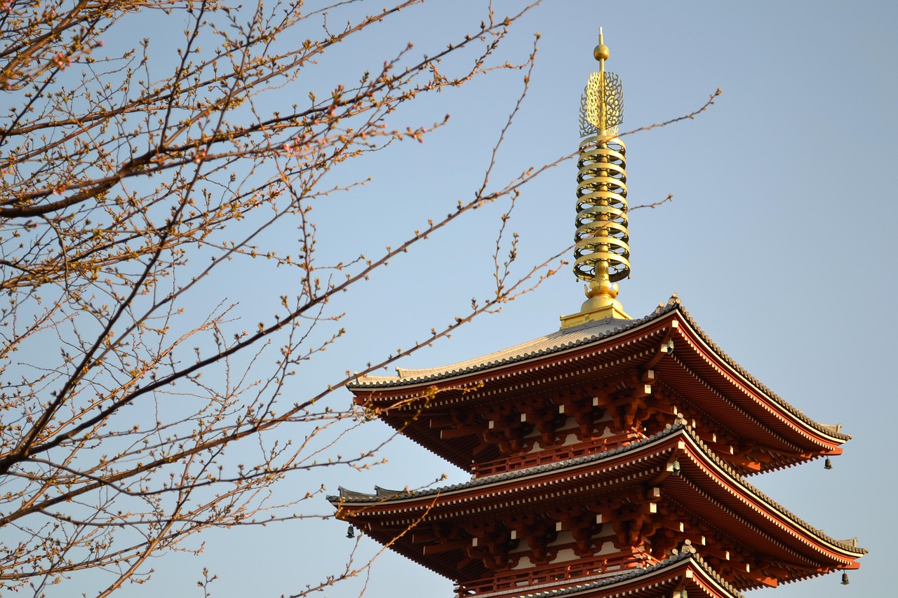 Temple grounds calm gardens pagoda and nearby shrine