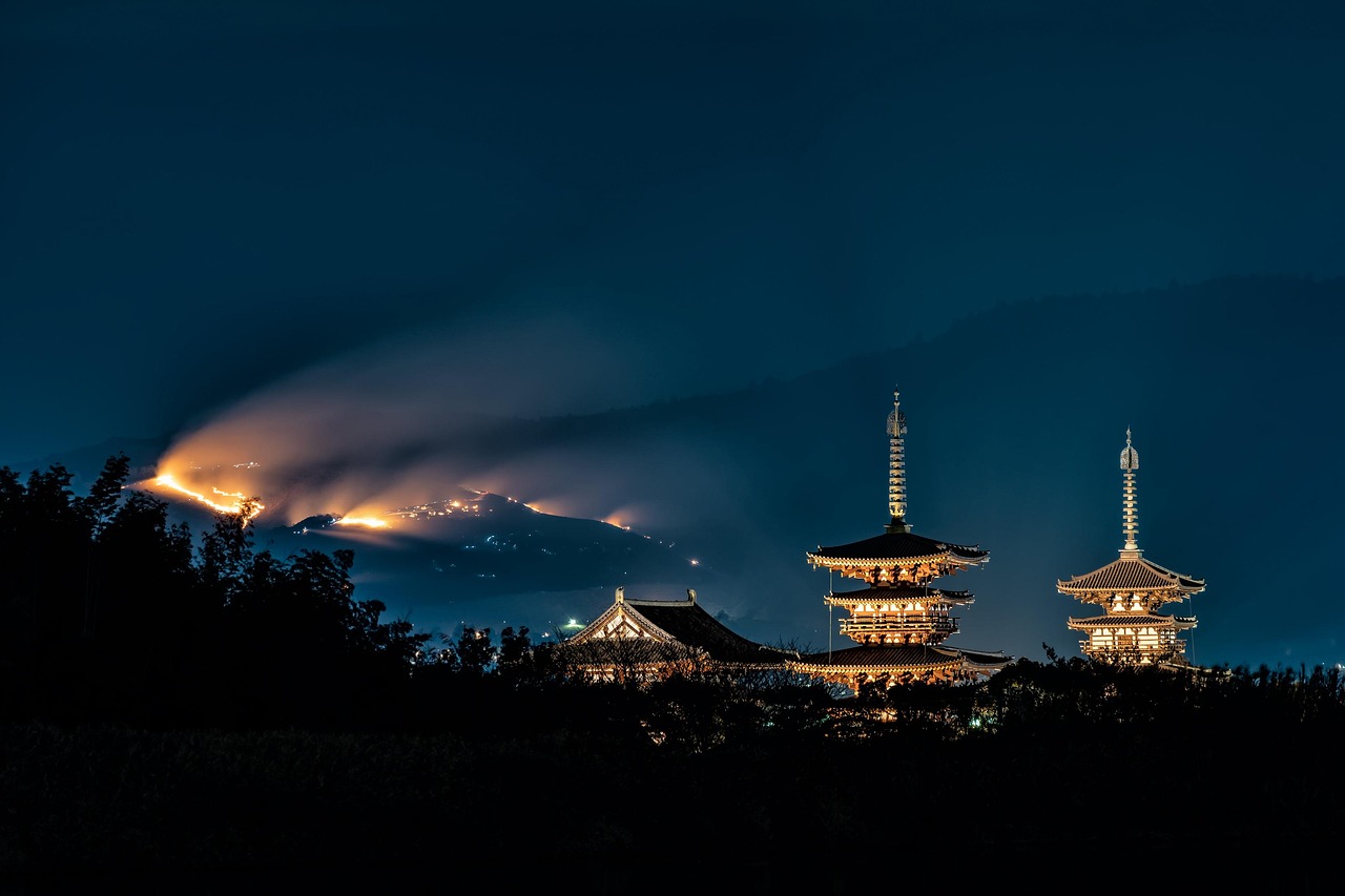 Nigatsudo Hall balcony view at Todaiji Temple in Nara with early morning light