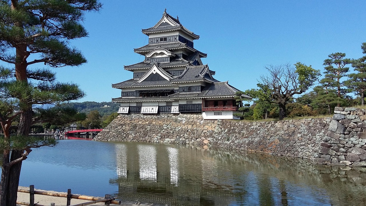 Matsumoto Castle National Treasure in black and timber