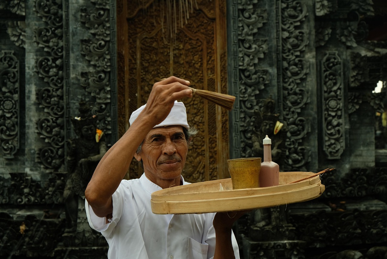Melasti and Respectful Worship at the Temple for Melasti Ceremony Tanah Lot Temple Bali Religious Customs